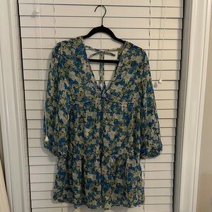 Blue Island Floral Long Sleeve Dress